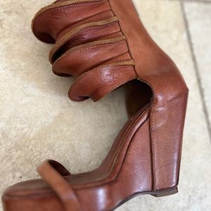 Rick Owens Rhino cognac leather wedge heels size 37 1/2/ US 7.5